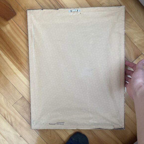 VTG Golden Framed Needlepoint Wall Art Picture Flowers In Tea pot 18*” x 14” - Picture 9 of 16